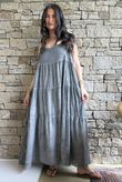 Lenni Cotton Tiered Dress Washed Charcoal